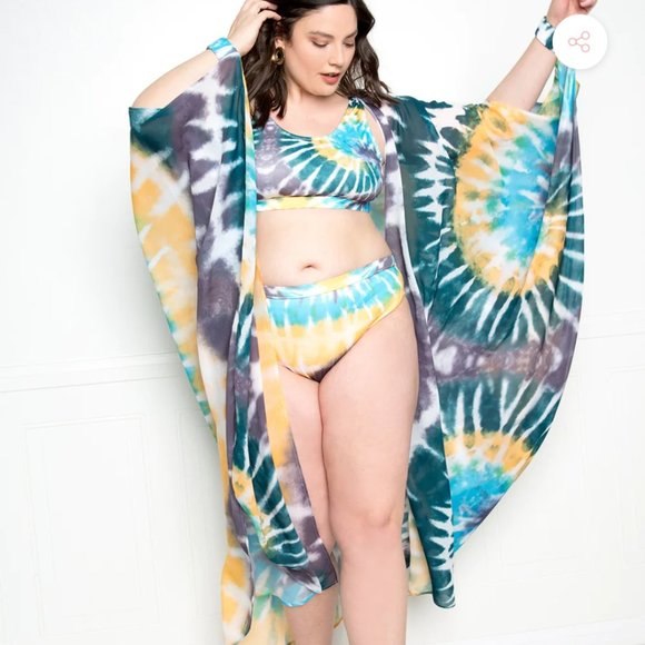 Tie Dye Cover Up with Wrist Band One Size - Picture 9 of 9